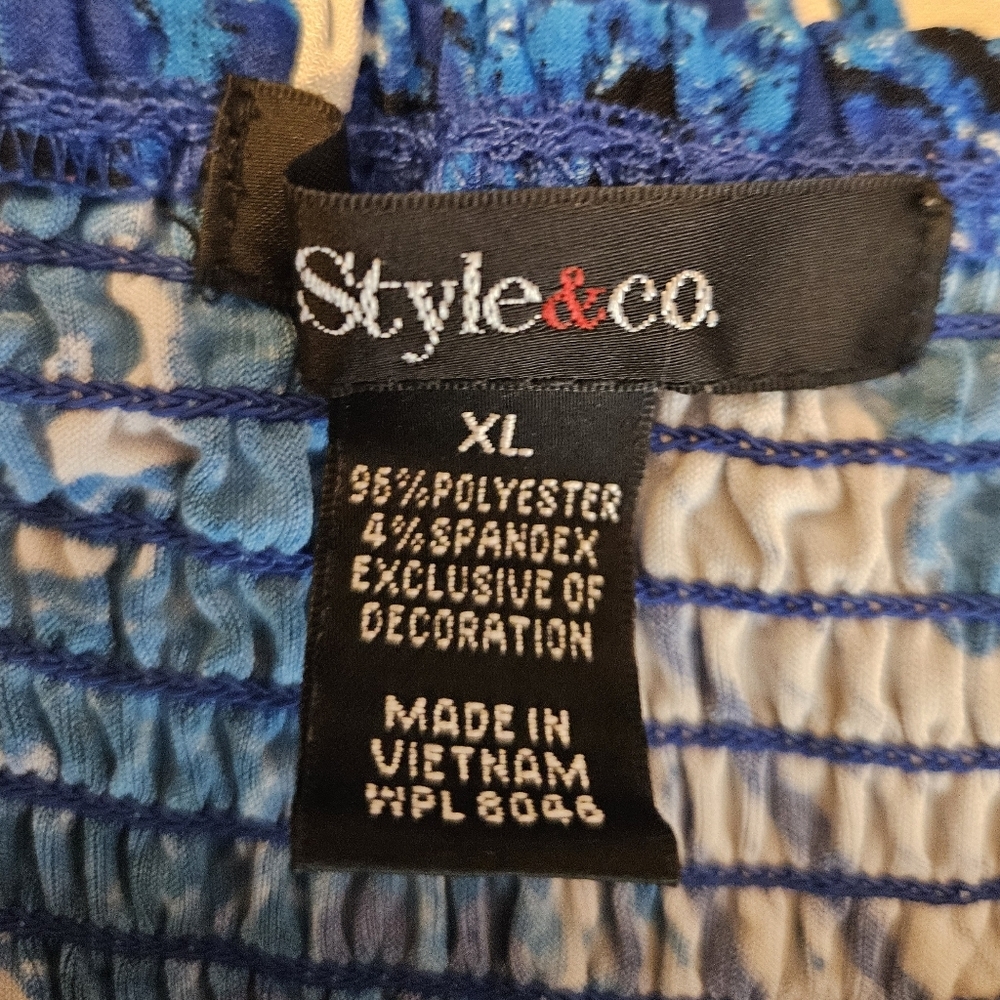 Vintage Beautiful Blue Pattern Maxi Dress, Women's XL - Picture 7 of 8
